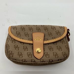 Vintage Dooney & Bourke Tan Signature DB Logo Wristlet Strap Not Included